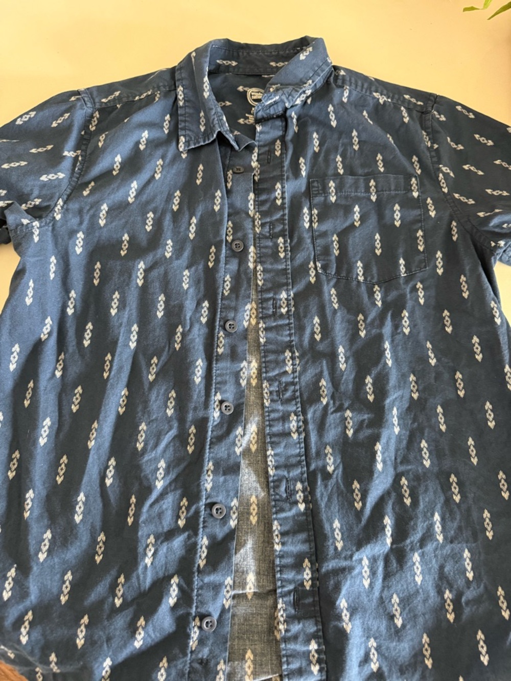 Wonder Nation Boys Navy Patterned Button-Up Shirt - XL